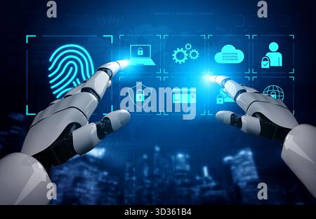 Le système d'authentification amélioré PAR IA protège l'identité numérique à l'aide de la biométrie, du cryptage et des protocoles d'accès pour assurer la sécurité et la confidentialité des données Banque D'Images