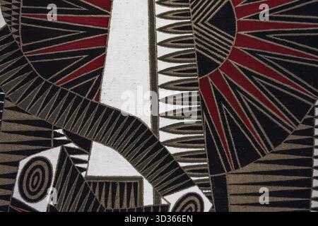 Illusion d'optique en tissu abstrait, plis géométriques et rayures Banque D'Images