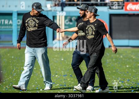 Les Dodgers de Los Angeles débutent le lanceur Yoshinobu Yamamoto après la célébration des Los Angeles Dodgers World Series au Dodger Stadium le 3 novembre 2025.(Aliyah Navarro/image of Sport) Banque D'Images