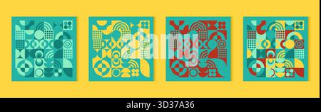 Motif géométrique abstrait sans couture avec des formes colorées, des lignes et des textures. Parfait pour le papier d'emballage, le textile, le papier peint et la conception de fond. Banque D'Images