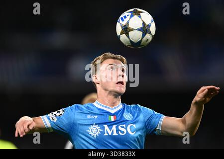 Naples, Italie. 4 novembre 2025. Rasmus Højlund de la SSC Napoli lors du match de la phase MD4 de l'UEFA Champions League 2025/26 entre la SSC Napoli et l'Eintracht Frankfurt au Stadio Diego Armando Maradona le 4 novembre 2025 à Naples, Italie. Crédit : Nicola Ianuale/Alamy Live News Banque D'Images