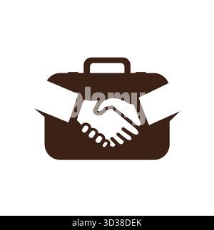 Business Deal et poignée de main, porte-documents logo symbole vectoriel Illustration de Vecteur