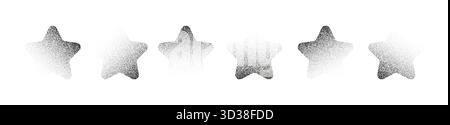 Ensemble d'étoiles abstraites avec grain, demi-teinte et texture de bruit. Icônes vectorielles grunge dans un style rétro. Éléments scintillants dégradés et étoiles pointillées Illustration de Vecteur