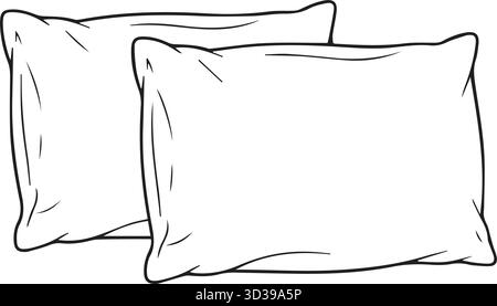 Contour de style dessiné à la main des oreillers pour la décoration intérieure et le design d'intérieur Illustration de Vecteur