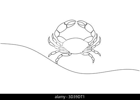 Un dessin au trait de crabe minimal illustration d'animal marin pour la conception d'art marin Illustration de Vecteur