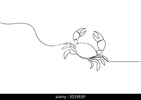 Un dessin au trait de crabe minimal illustration d'animal marin pour la conception d'art marin Illustration de Vecteur