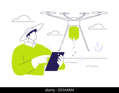 Les drones de plantation de semences abstraits concept vecteur illustration. Illustration de Vecteur