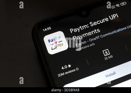 4 novembre 2024, Brésil. Dans cette illustration photo, le logo de l'application Paytm : Secure UPI Payments est affiché sur l'écran d'un smartphone Banque D'Images