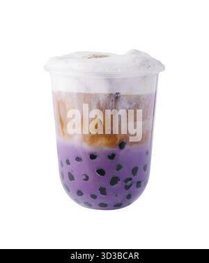 Nourriture, thé au lait bouillonnant avec des boules de tapioca Banque D'Images