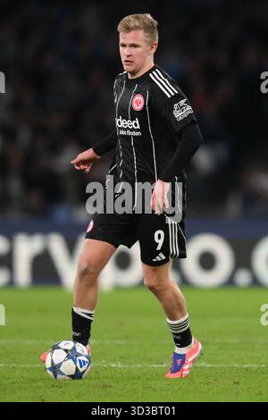 4 novembre 2025, Diego Armando Maradona Stadium, Naples, Italie ; UEFA Europa League Football match ; Napoli contre Francfort ; Jonathan Burkardt d'Eintrach Banque D'Images