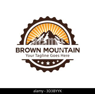 Creative Mountain Stamp logo, illustration de conception de symbole de vecteur extérieur Vintage Illustration de Vecteur
