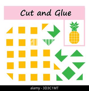 Jeux éducatifs pour les enfants. Couper et coller. Illustration de Vecteur