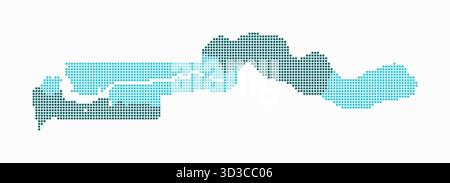 Carte en pointillés de Gambie. Carte de style numérique du pays sur fond blanc. Gambie forme avec des points carrés. Style de points colorés. Carrés de petite taille. Illustration de Vecteur