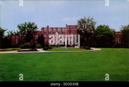 Carte postale du siège de la Société théosophique en Amérique à Olcott, Wheaton, Illinois, États-Unis, 1970. Banque D'Images