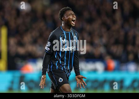 Bruges, Belgique. 05 novembre 2025. Mamadou Diakhon réagit lors d'un match entre le Club belge Brugge KV et le FC Barcelone espagnol, le mercredi 05 novembre 2025 à Bruges, au quatrième jour de la phase de Ligue du tournoi de l'UEFA Champions League. BELGA PHOTO BRUNO FAHY crédit : Belga News Agency/Alamy Live News Banque D'Images