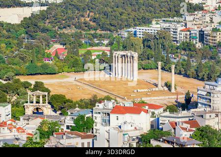 Ruines du temple de Zeus Olympien, Athènes, Grèce Banque D'Images