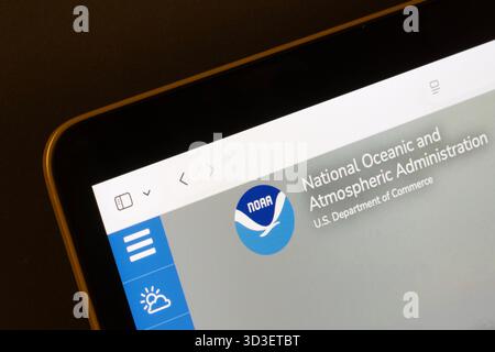 Page d'accueil de la National Oceanic and Atmospheric Administration (NOAA), organisme scientifique et réglementaire relevant du Département du commerce des États-Unis. Banque D'Images