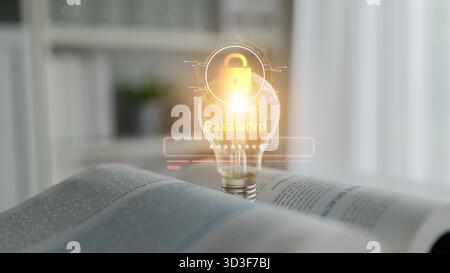 Concept d'authentification utilisateur et de sécurité par mot de passe. L'interface affiche un indicateur de force de mot de passe, soulignant l'importance de créer un Banque D'Images