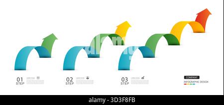 Infographie symbole flèche chronologique étapes commerciales vers le succès. Illustration de Vecteur