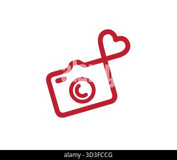 Caméra cœur logo vecteur logo Design icône Illustration de Vecteur