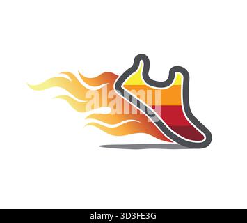 Paire de chaussures de course logo Flame Symbol Energy Vector Design icône Illustration de Vecteur
