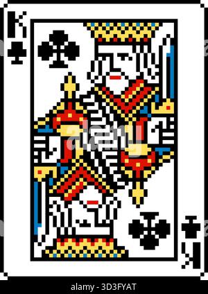 Design de cartes à jouer King of Spades style Pixel Art Illustration de Vecteur