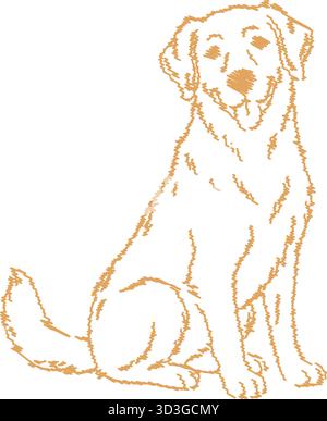 Un chien amical est assis attentivement avec la queue qui remue et l'expression souriante Illustration de Vecteur