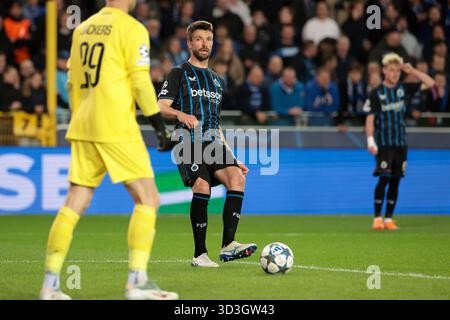 Bruges, Belgique. 05 novembre 2025. Brandon Mechele du Club Brugge lors de la Ligue des Champions de l'UEFA, phase de Ligue, match de football MD4 entre le Club Brugge KV et le FC Barcelone le 5 novembre 2025 à Jan Breydelstadion à Bruges, Belgique - photo Jean Catuffe/DPPI crédit : DPPI Media/Alamy Live News Banque D'Images