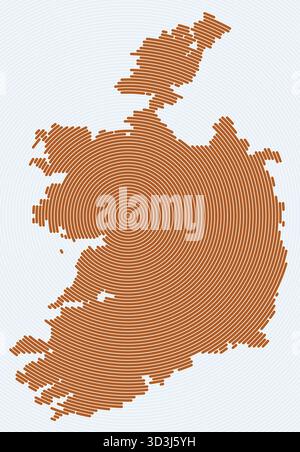 Anneaux en forme d'Irlande. Carte du pays formée par des cercles empilés. Design de la forme des limites de l'Irlande. Illustration vectorielle élégante. Illustration de Vecteur