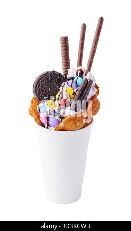 Nourriture, gaufres belges avec MM.'s et biscuits oreo Banque D'Images