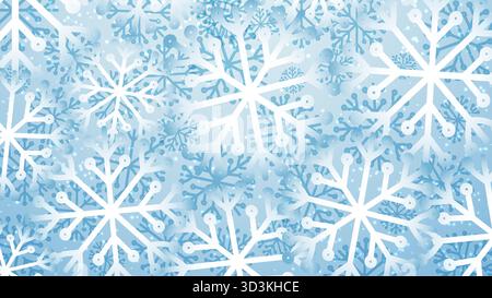 Fond d'hiver festif avec des flocons de neige qui tombent. Modèle de bannière horizontale de Noël, illustration vectorielle Illustration de Vecteur