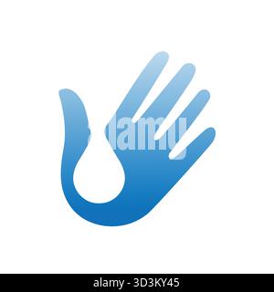 Abstrait mains Drop logo doigt moderne et goutte d'eau dans l'espace négatif vecteur symbole Design illumination Illustration de Vecteur