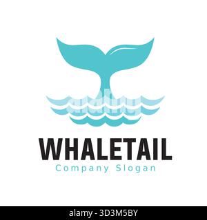 Symbole créatif de conception de vecteur de logo de queue de baleine et d'eau Illustration de Vecteur