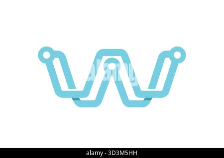 Lettre créative w logo tech w icône de symbole de conception de vecteur de câble de fil Illustration de Vecteur
