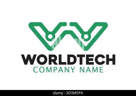 Lettre créative w logo tech w icône de symbole de conception de vecteur de câble de fil Illustration de Vecteur