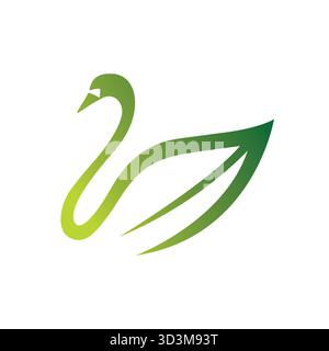Logo minimal de silhouette de feuille de cygne vert symbole de vecteur de feuille d'oie Illustration de Vecteur