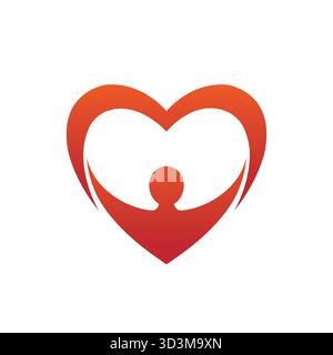 Les gens heureux aiment le logo abstrait personne icône de symbole de vecteur de coeur Illustration de Vecteur