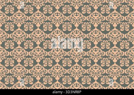 Motif brodé Damas oriental sans couture, style indien. Art ornement print.Design pour tapis, cover.wallpaper, emballage, tissu, vêtements Banque D'Images
