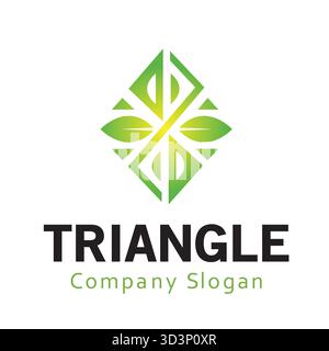 logo d'ornement vert de luxe feuilles géométriques minimales vecteur icône de symbole de conception de boutique Illustration de Vecteur