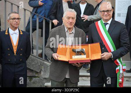L'acteur américain Robert de Niro reçoit l'honneur Lupa Capitolina des mains du maire de Rome Roberto Gualtieri au Campidoglio. Rome (Italie), 6 nov Banque D'Images
