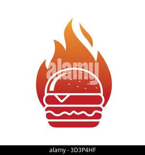 Creative hamburger hamburger feu logo logo vecteur symbole d'icône Illustration de Vecteur