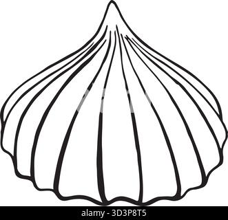 Dessin vectoriel de meringue. Croquis de dessert dessiné à la main dans un style minimal. Forme de crème fouettée douce, élément pâtissier, logo de confiserie, boulangerie Illustration de Vecteur