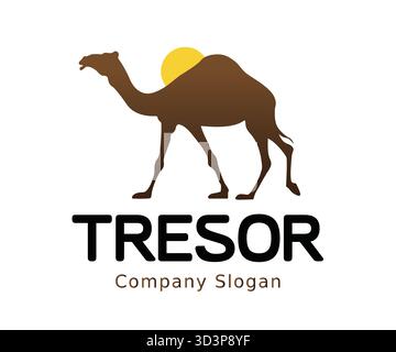 Marchant silhouette de chameau pièce logo vecteur symbole illustration de conception d'icône Illustration de Vecteur