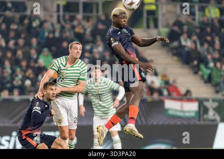 Budapest, Hongrie. 06h, novembre 2025. Yves bile de Ludogorets Razgrad vu lors du match de l'UEFA Europa League entre Ferencvaros et Ludogorets Razgrad à Groupama Arena de Budapest. Banque D'Images