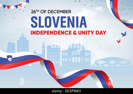 Slovénie drapeau ondulant sur fond Skyline. Indépendance et Unity Day concept Design illustration vectorielle. Illustration de Vecteur