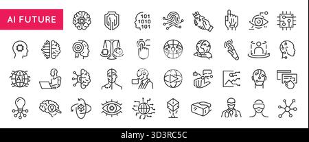 Jeu d'icônes de ligne future AI Illustration de Vecteur