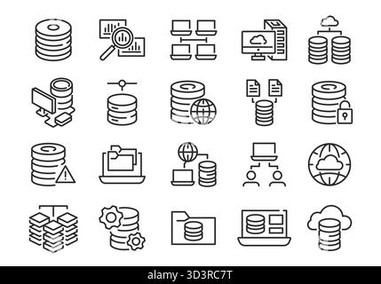 Jeu d'icônes de nuage de base de données Illustration de Vecteur