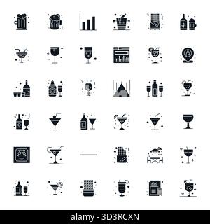 Pack distinctif d'icônes vectorielles parfaites de 36 PIXELS inspirées par Bar, conçues dans un format rempli à 256x256 pour des expériences de marque mémorables. Illustration de Vecteur