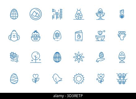 Pack prêt pour l'avenir de 24 icônes vectorielles sur le thème du printemps, présentant la conception Bold Line avec Retina Ready Display Perfect Clarity pour l'utilisateur innovant i. Illustration de Vecteur