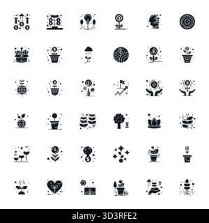 Collection exceptionnelle de 36 icônes vectorielles remplies pour s'épanouir, livrée en 128x128 affichage résolution parfaite pour une excellence visuelle inégalée A. Illustration de Vecteur